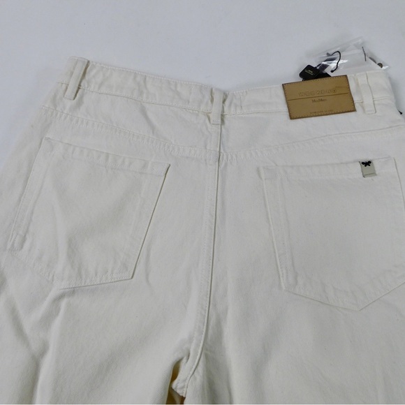 Max Mara Weekend Ginetta Wide Leg Cropped Cotton Denim Pants Jeans NWT Ivory - Picture 6 of 8